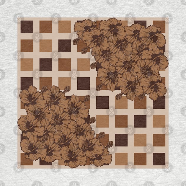 Earth Tones Floral On Geometric by justrachna